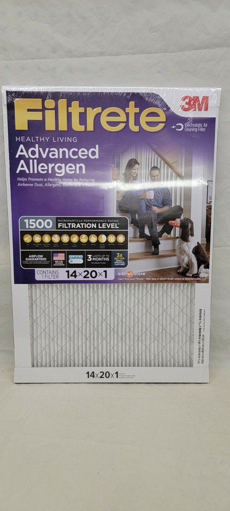 Filtrete Healthy Living Advanced Allergen HVAC Furnace Air 1500 Filter 14x20x1-image