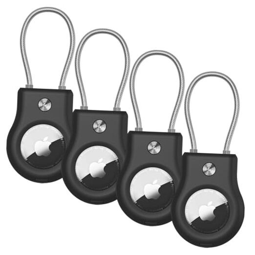 Durable AirTag Keychain Holder with Secure Wire Cable Lock Case Compatible with Apple AirTag
