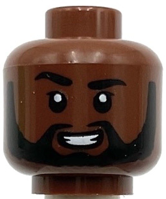 Lego New Minifigure, Head Black Eyebrows and Beard Open Mouth Smile Pattern