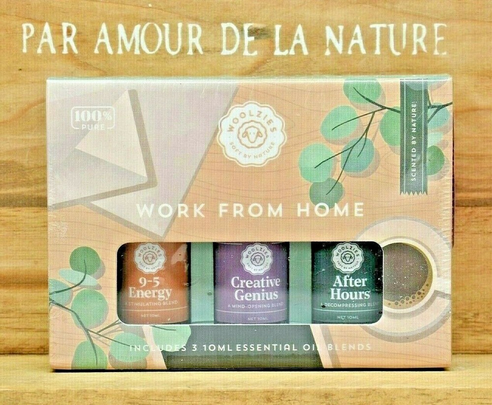 WOOLZIES Work From Home Essential Oil Set - 3 Vegan Blends for Focus & Relaxation-image