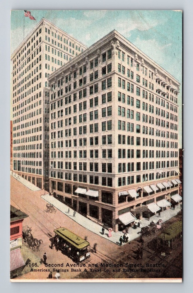 Seattle WA-Washington, American Savings Bank and Trust, Vintage Postcard