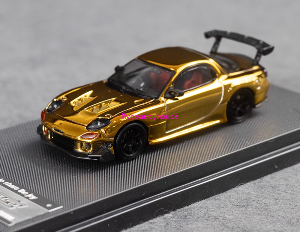TM 1:64 Gold Plated JDM RX-7 FD3S RE Sports Diecast Metal Car Model