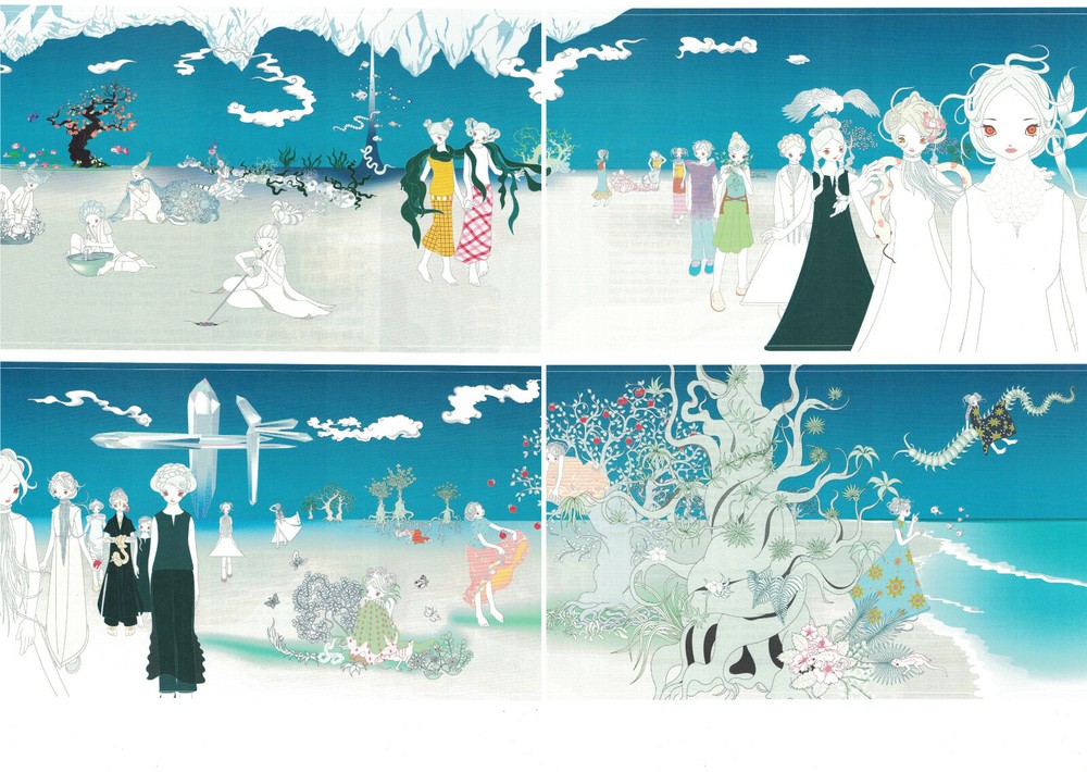Two Chiho Aoshima images spread over two art pages. Frame them