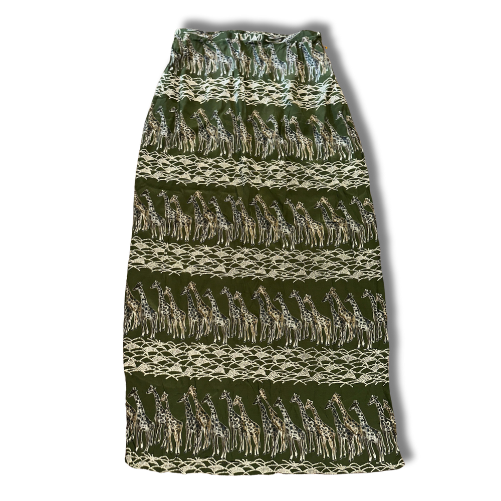 African Print Green Zebra Maxi Skirt for Women-image