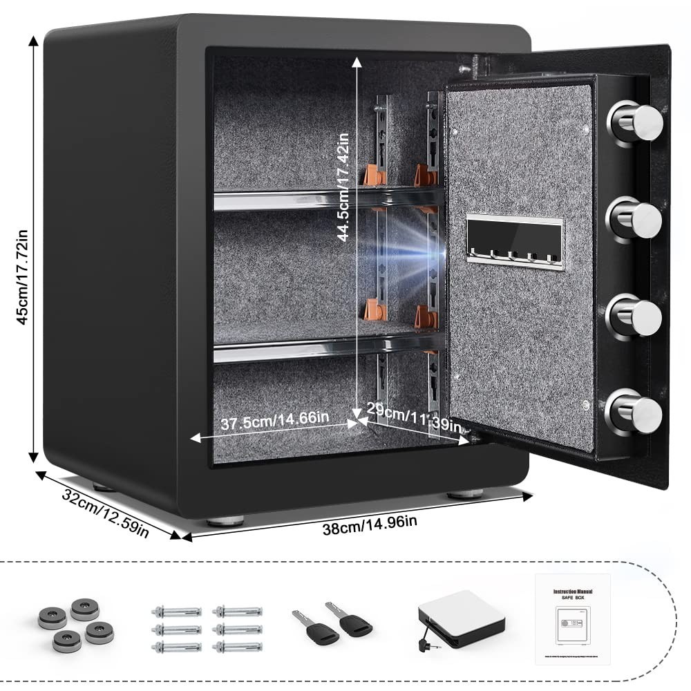 2.1 Cub Home Safe Box with Fireproof Bag & Dual Alarm Mute Mode for Valuables