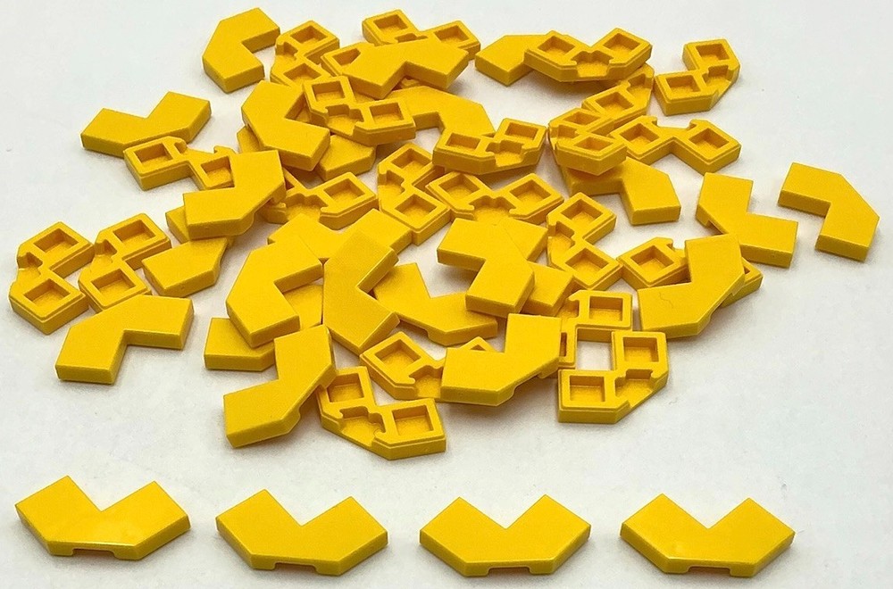 Lego 50 New Yellow Tiles Flat Smooth Modified Facet 2 x 2 Parts
