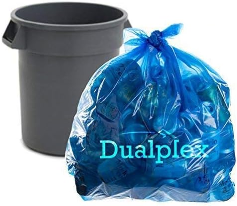 Blue Trash Bags 33 Gallon Heavy Duty 100 Count Recycling Garbage Bags 33 X 39 1 Mil