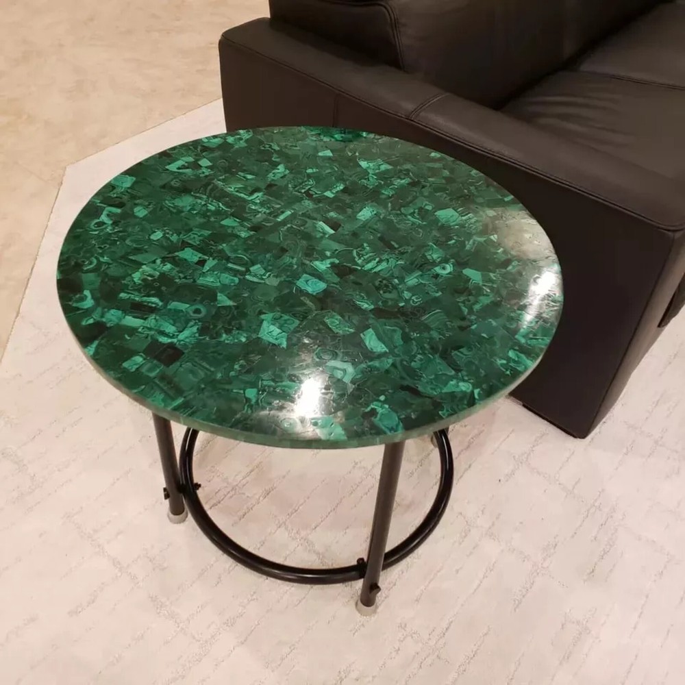 Green Malachite Round Coffee Table Top for Living Room Decor Centerpiece Gift-image