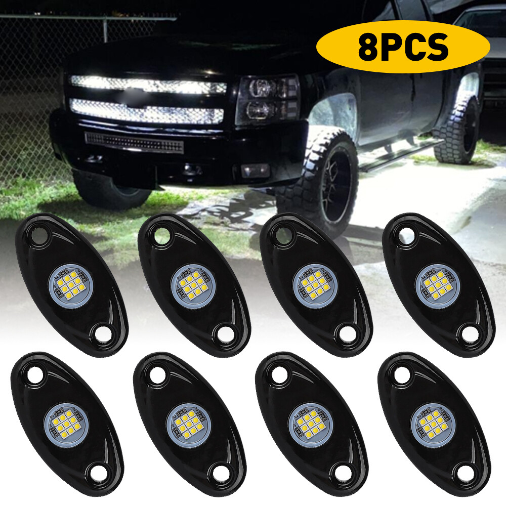 White 8 LED Lamp Pods Rock Underbody for Lights JEEP Offroad Truck ATV UTV Boats