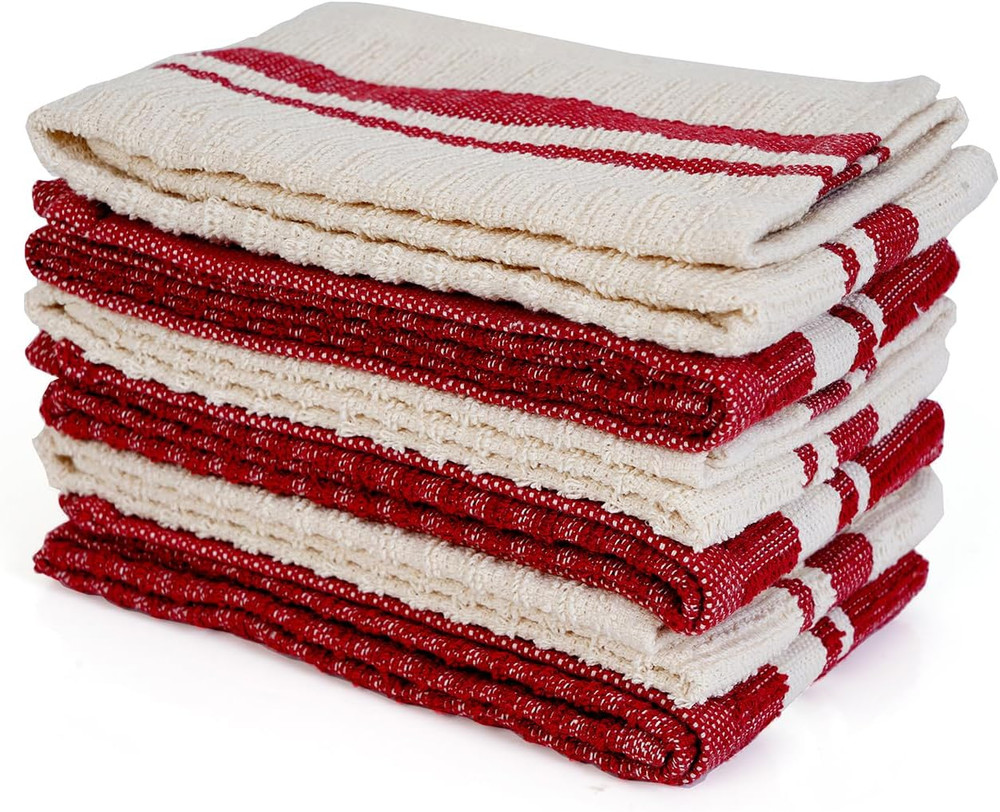Terry Dish Towels, Pack of 6, 30 x 50 cm, Highly Absorbent Kitchen Cleaning Clot