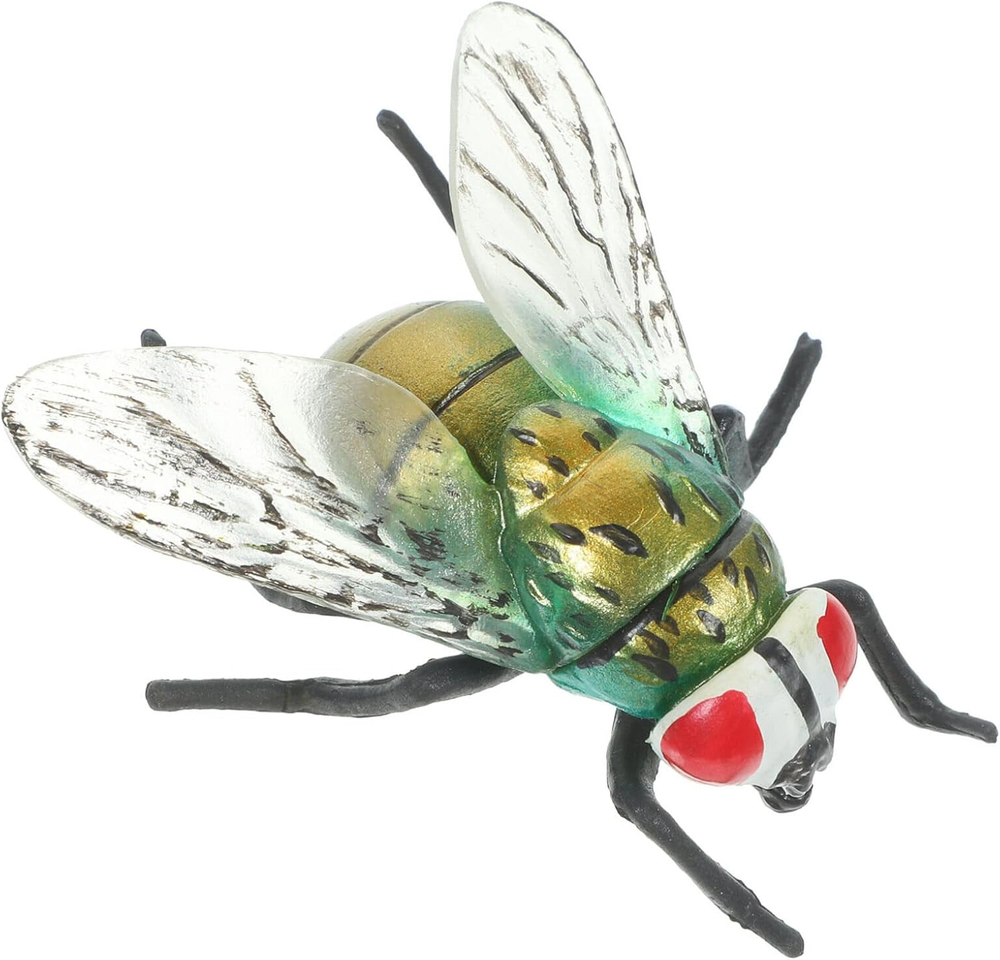 Large Green Plastic Fly Figurine for Halloween Decorations 2.36X1.97X0.9 Inches-image
