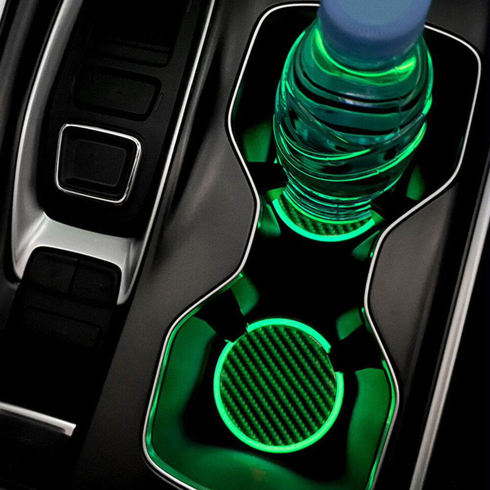 2x Night Light Car Cup Holder Mat Drink Coaster Pad Auto Interior Accessories