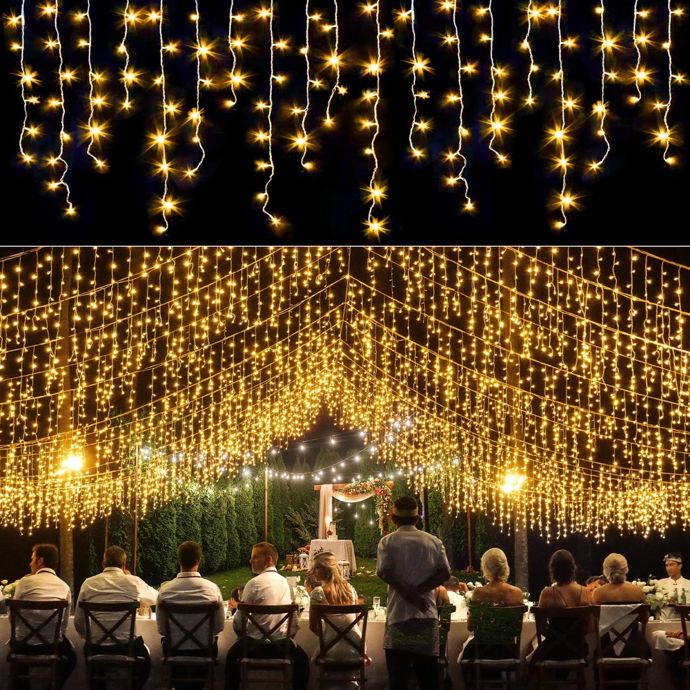 33ft 400LED Icicle Christmas Lights with 75 Drops 8 Modes for Outdoor Decor