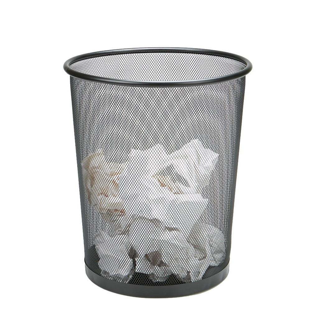 Trash Can, 16.65L (4.4 gal), Waste Paper Basket Round, Office, Metal Mesh, L ...