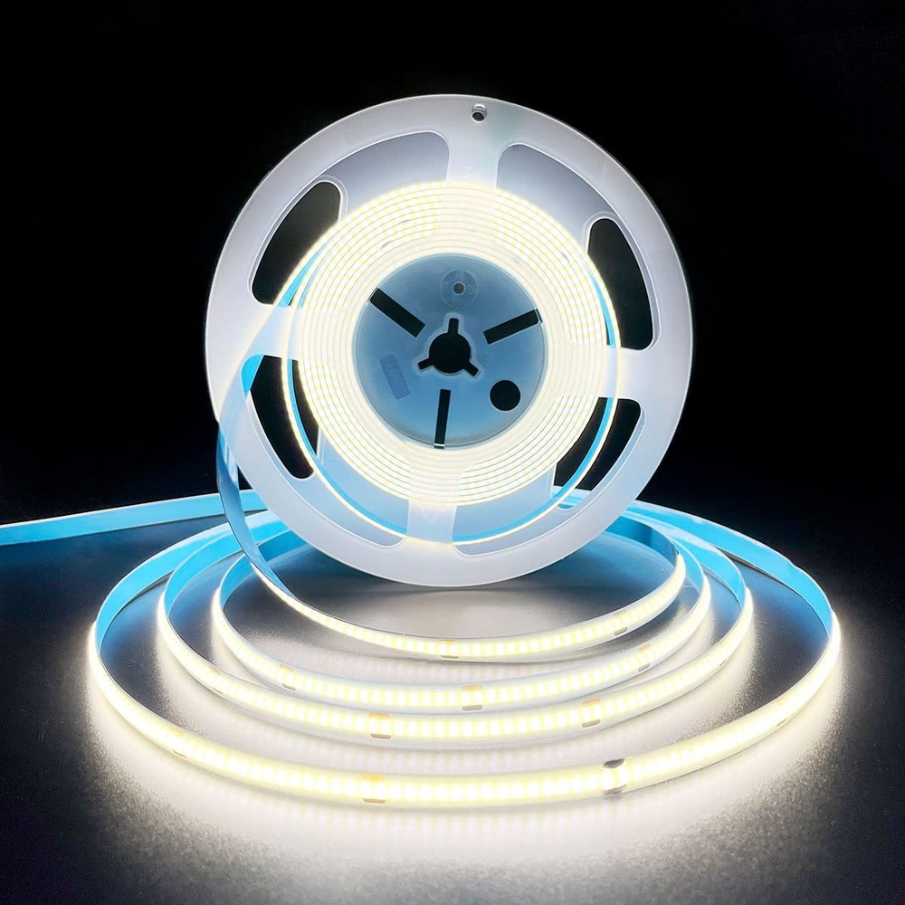 HAMRVL 16.4ft COB LED Strip Lights 6000K White 320LEDs/M DC12V High CRI90 Flexible