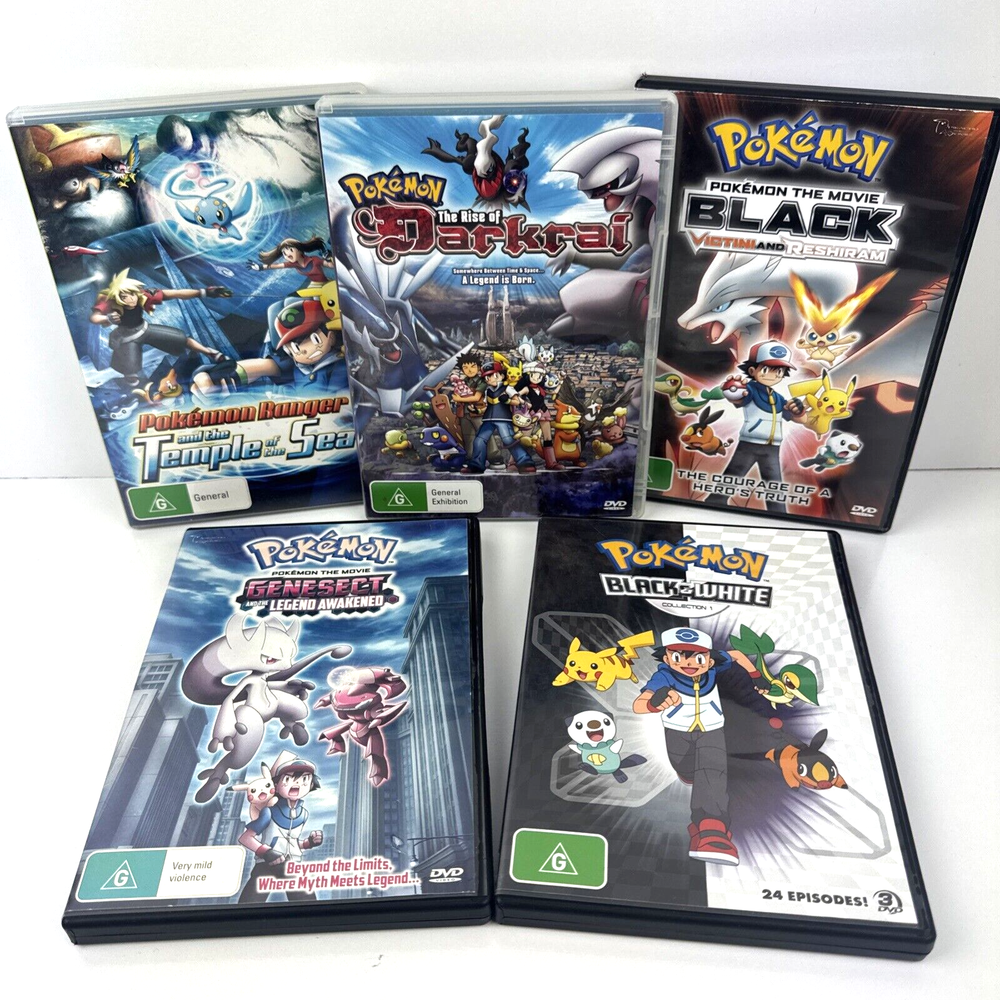 Pokemon Movie & TV Series 5 x DVD Set Bundle PAL Region 4 Anime