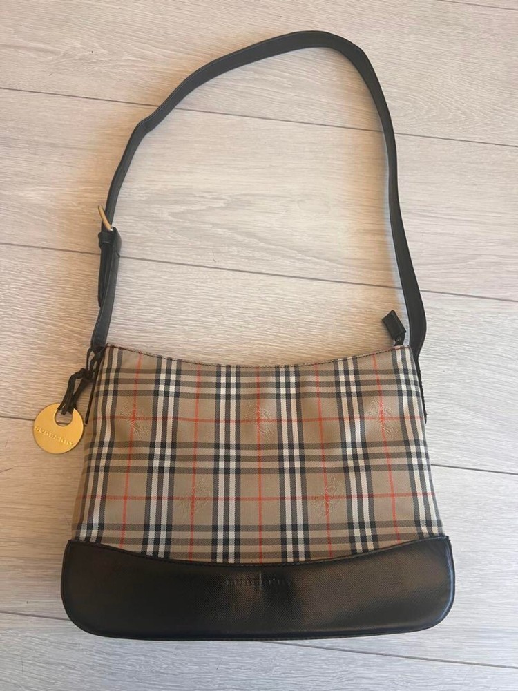 Burberry Shoulder Bag Nova Check Canvas Beige Authentic F1114648