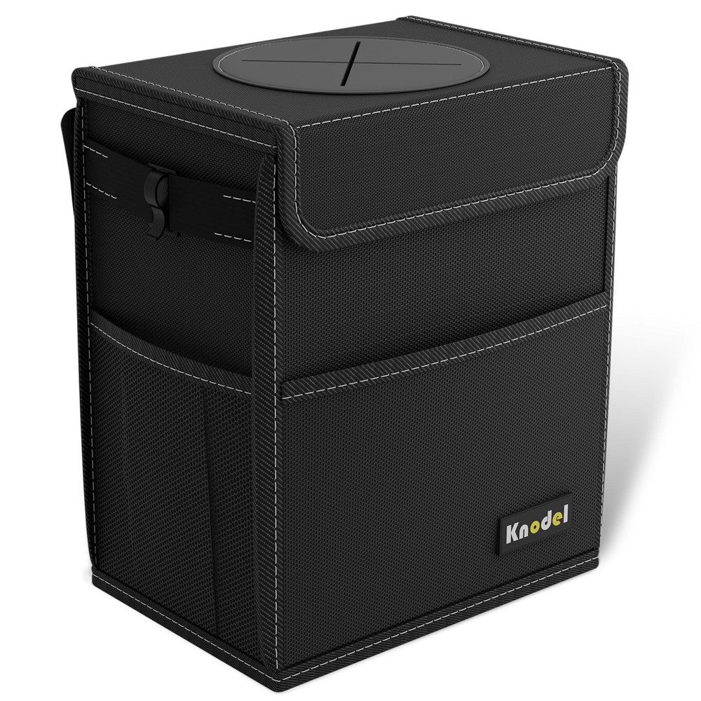 2-Gallon Black Leakproof Waterproof Car Trash Can with Secure Lid