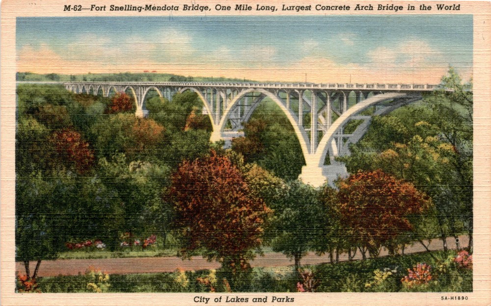 Fort Snelling, Mendota Bridge, Minneapolis, City of Lakes, Parks, St. Postcard
