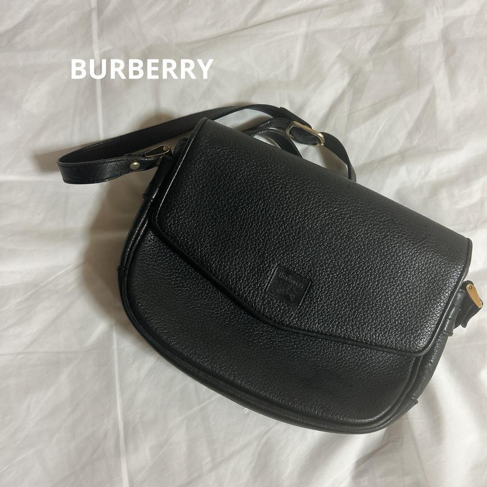 Burberry Shoulder Bag Nova Check Leather Black Authentic F1114652