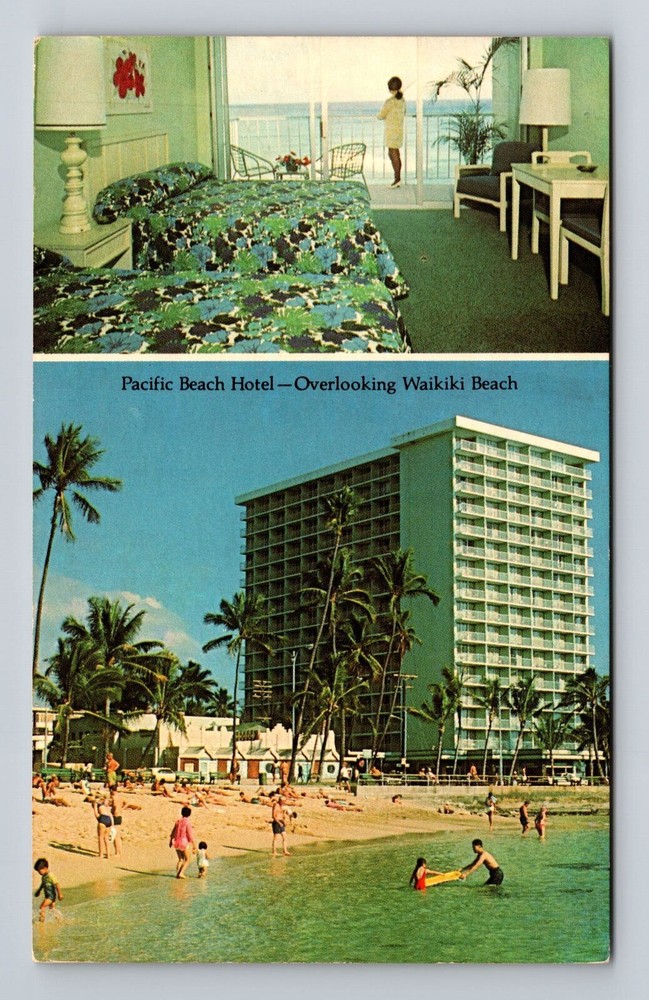 Waikiki HI-Hawaii, Pacific Beach Hotel, Souvenir, Vintage Postcard