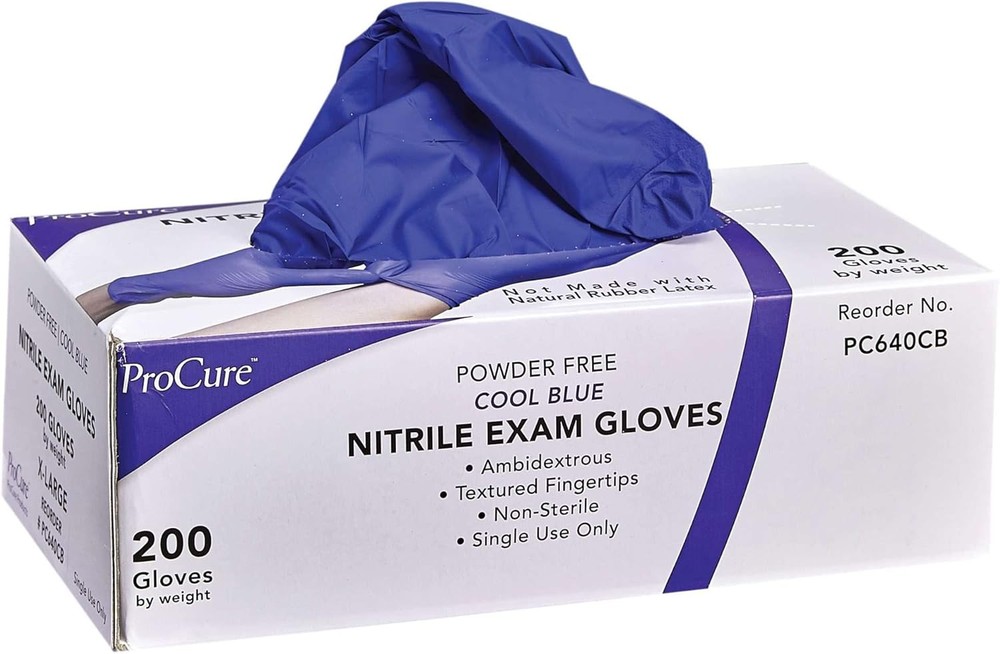 ProCure 200ct XS Blue Nitrile Gloves Latex Free Disposable