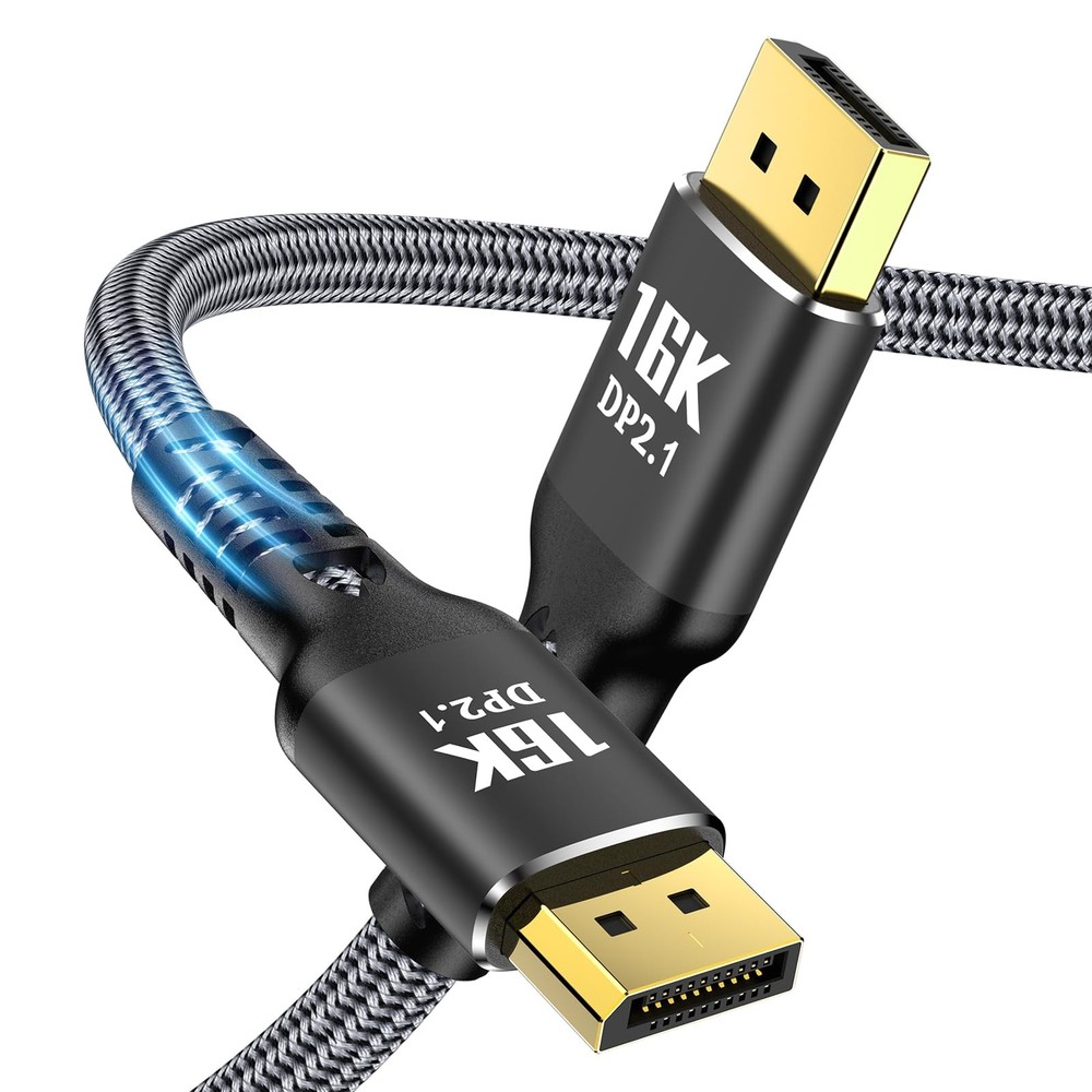 High-Speed DisplayPort 2.1 Cable 6FT - 16K 60Hz, 8K 120Hz, 4K 144Hz, HDR, DSC Support
