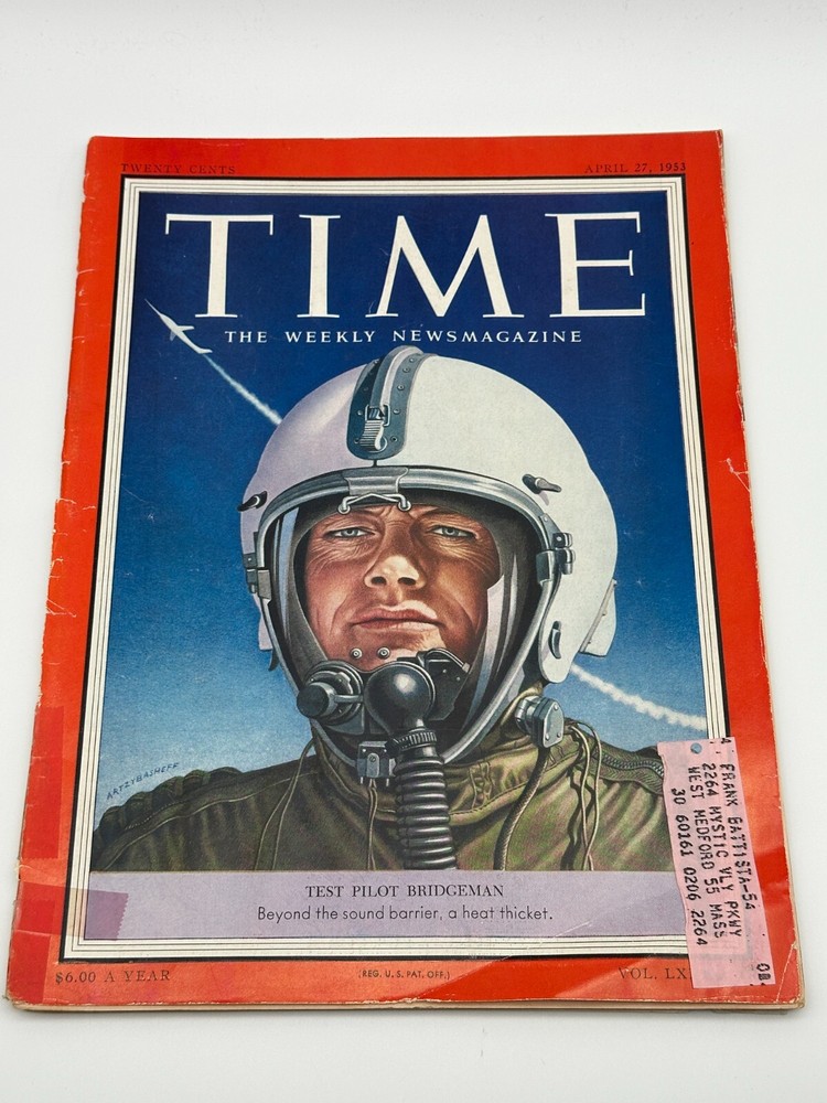 Vintage Time Magazine 1953 Test Pilot Bridgeman Cover Collectible Aviation Issue