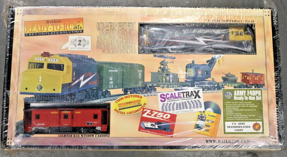 MTH O Gauge RailKing Army F40PH Train Set with PS.2 30-4054-1 Sealed