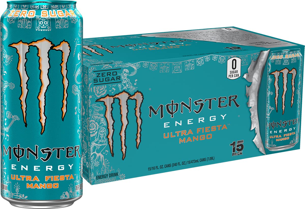 Ultra Fiesta Mango, Sugar Free Energy Drink, 16 Ounce (Pack of 15)