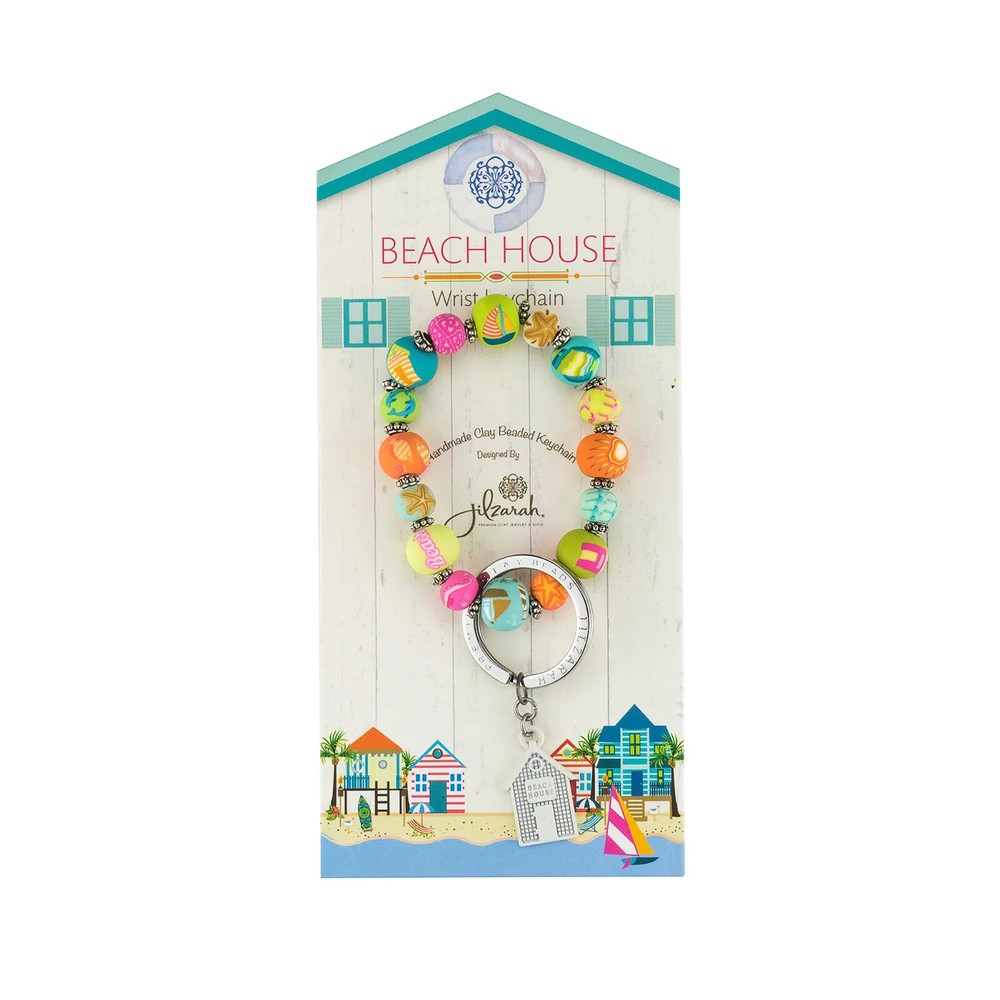 JILZARAH Handmade Clay Beads Beach House Keychain 15mm Wristlet