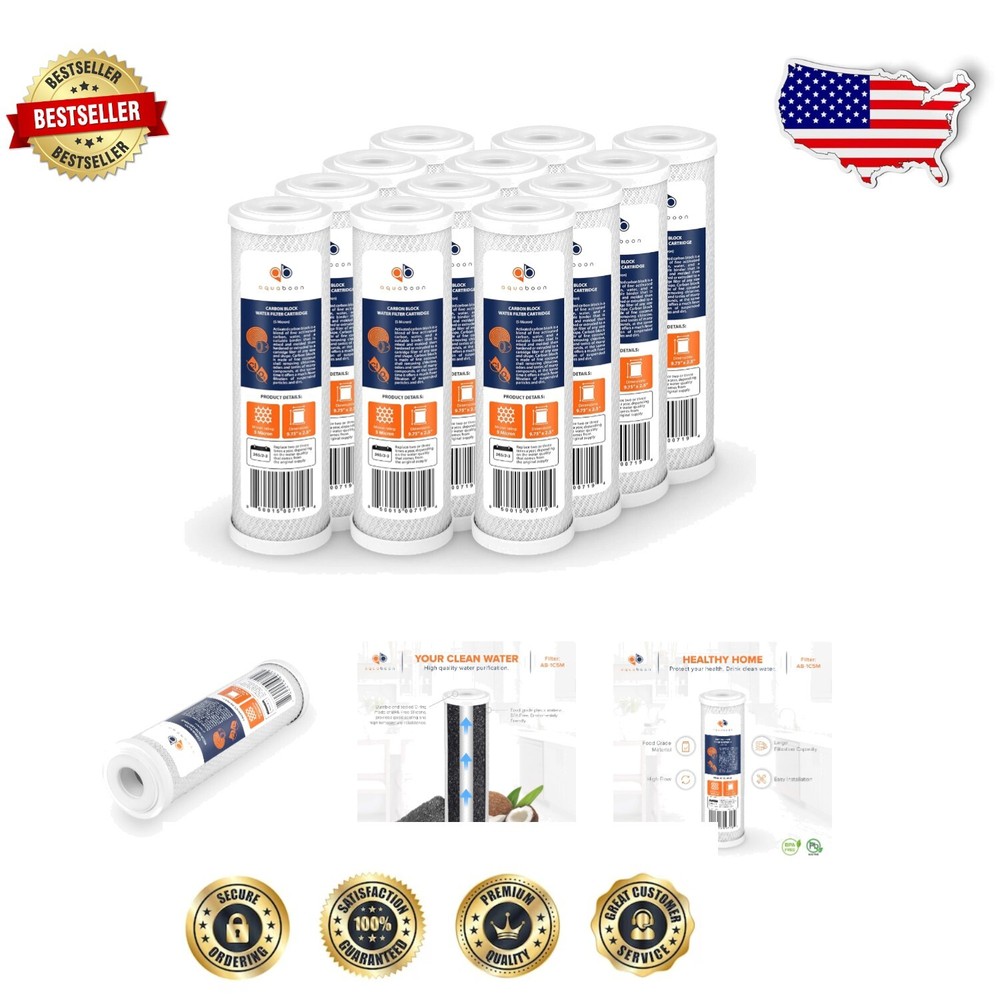 NSF Certified 5 Micron Water Filter Replacement - 12 Activated Carbon Cartridges