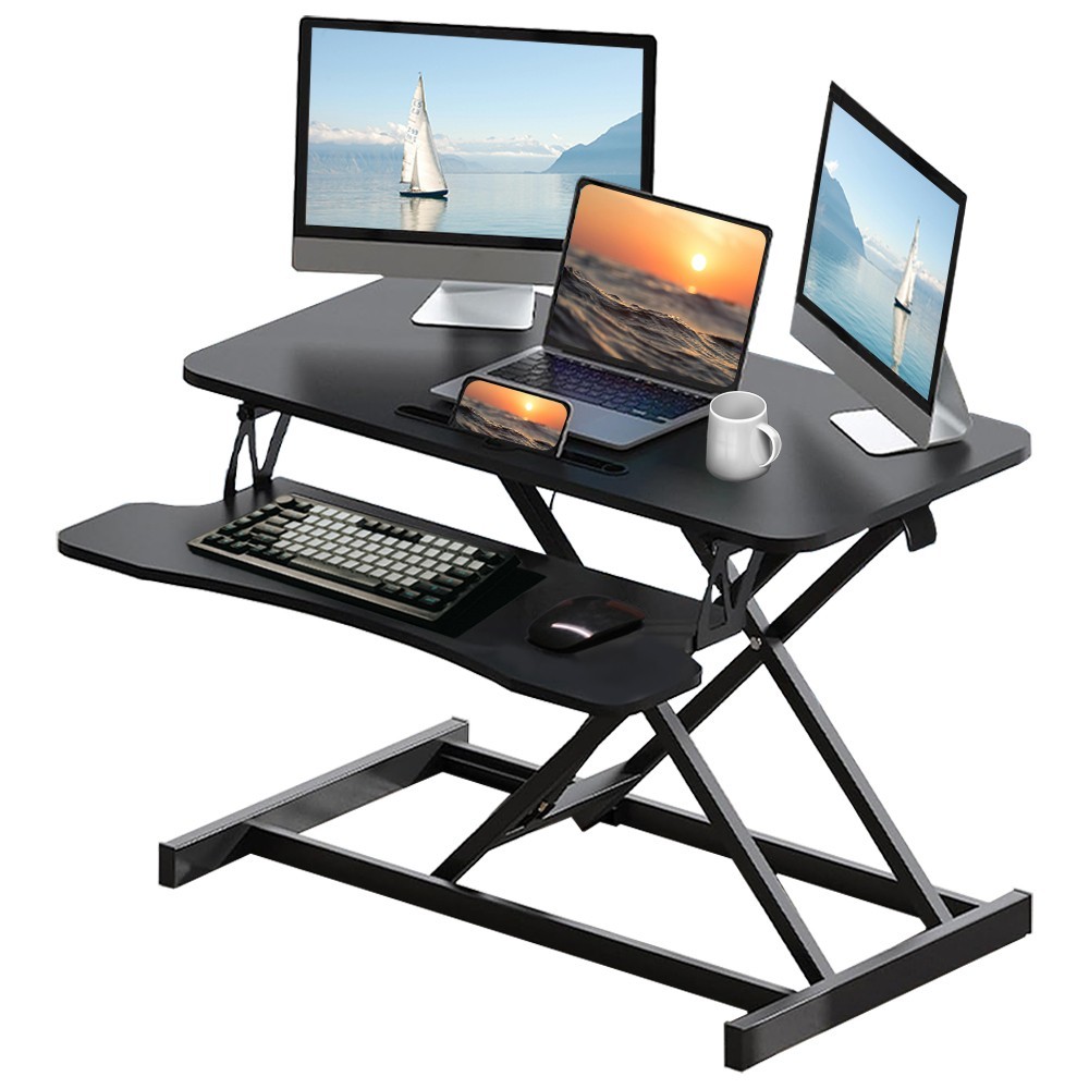 32 Inch Standing Desk Converter with Adjustment, Desk Riser for Dual Monitor