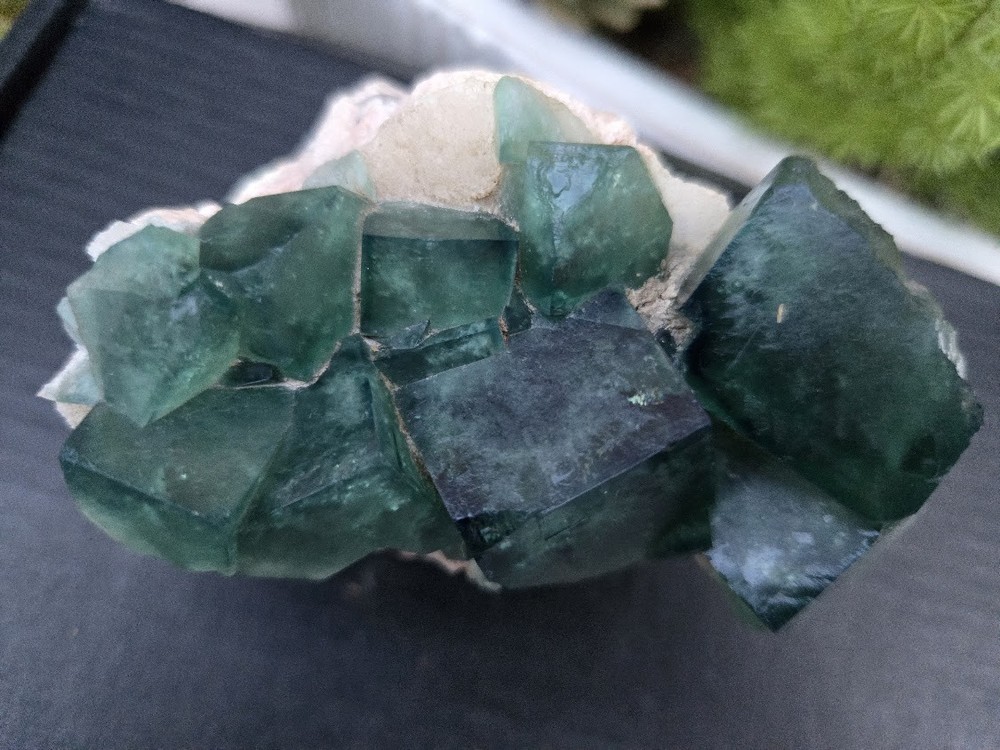 Natural Green Cubic Fluorite Crystal Mineral Cluster Specimen-image
