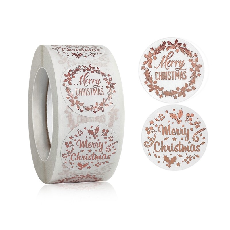 500x 0.98inch Christmas Stickers Rose Flower Holiday Sticker Package Sticker