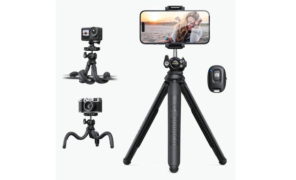 Lamicall Tripod for iPhone - 3 in 1 Flexible Phone Tripod with Wireless Remote