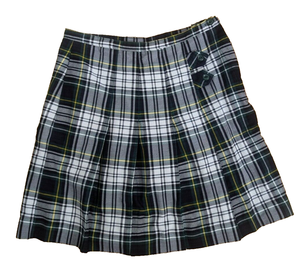 Green Navy White Tartan Plaid Flannel Pleated Tennis Mini Skirt Size 00 T1-image