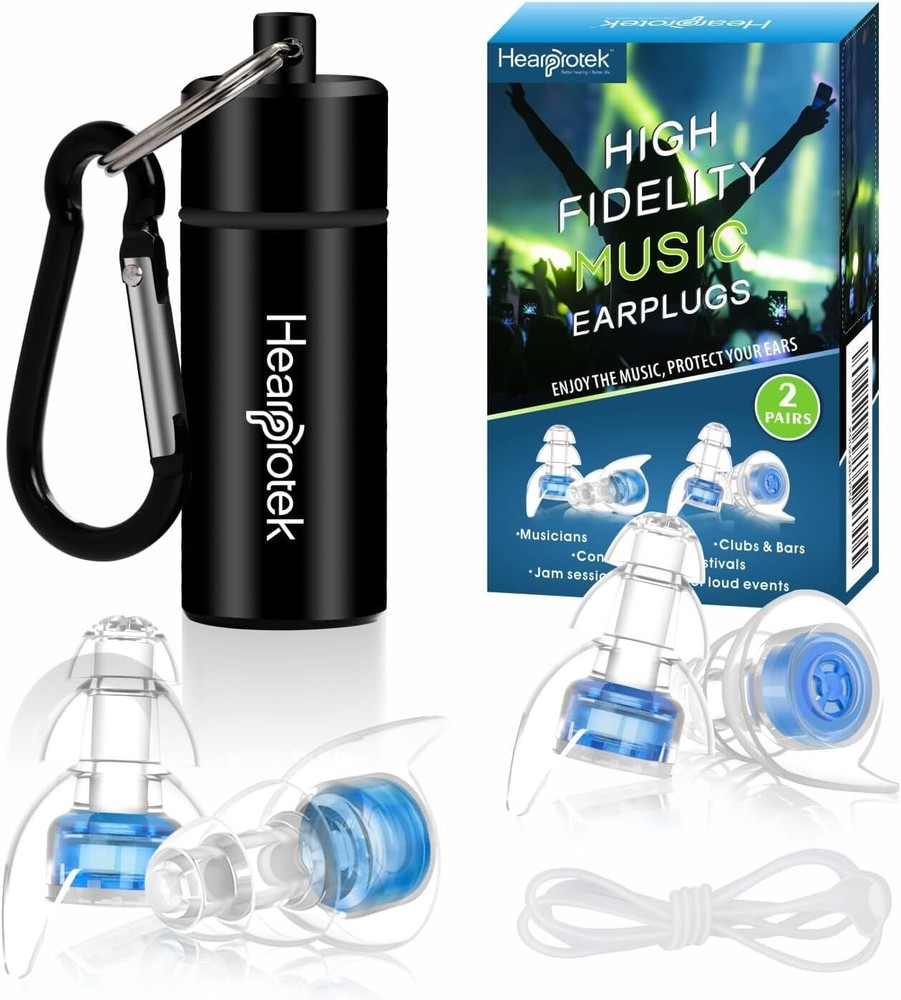 Hearprotek Concert Ear Plugs, 2Pairs Reusable high 1 Count (Pack of 2), Blue