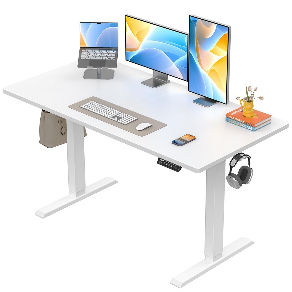 Electric Standing Desk, 48 x 24 inch Height Adjustable Sit Stand Up Desk, Com...