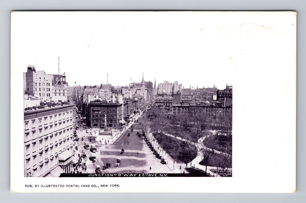 New York City NY, Junction Of B Way & 5th Ave Souvenir Vintage Postcard