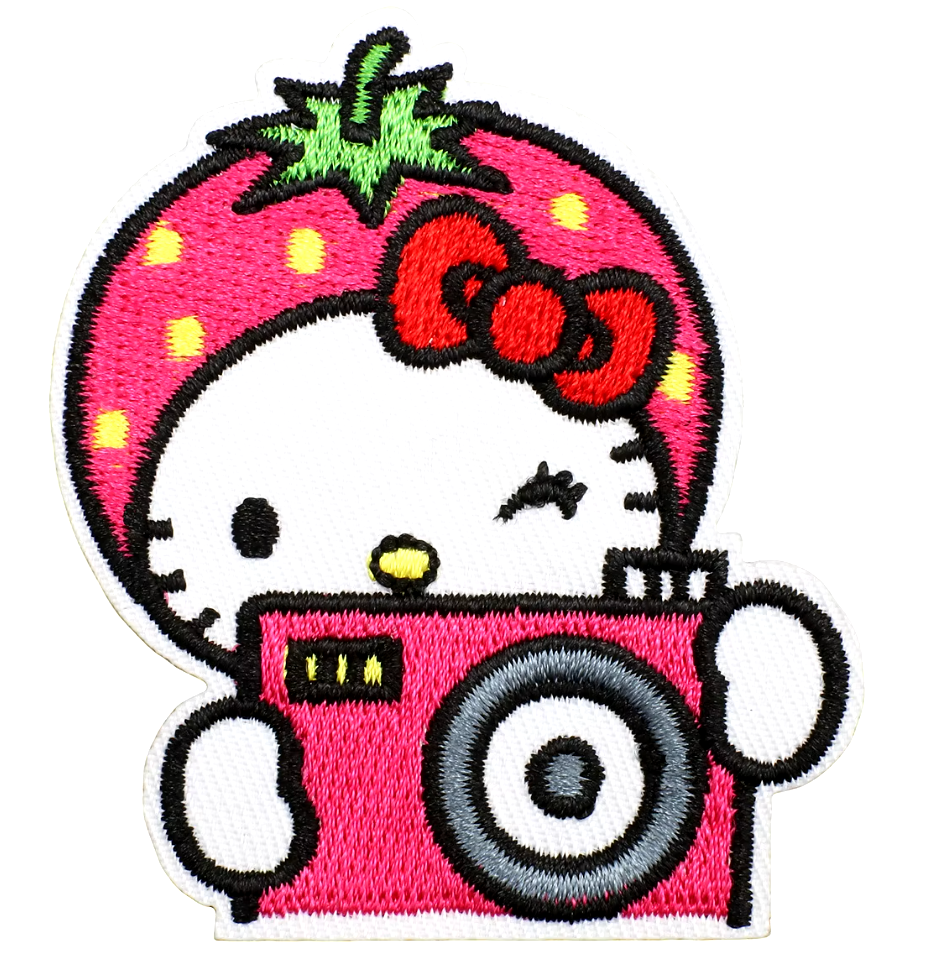 HELLO KITTY with Camera - Iron-On Embroidered Patch