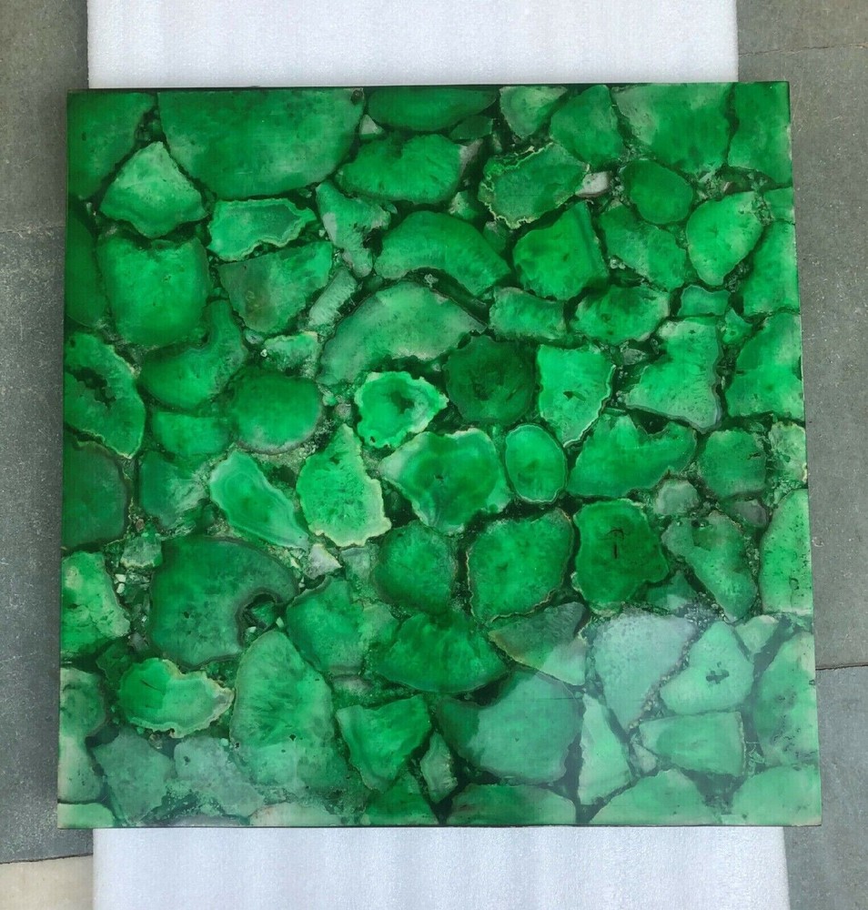 Modern Green Agate Coffee Table Square Kitchen Side Decor Furniture-image