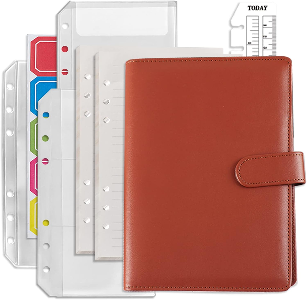 Refillable A6 Notebook Set with PU Binder Cover - 6 Hole Loose Leaf