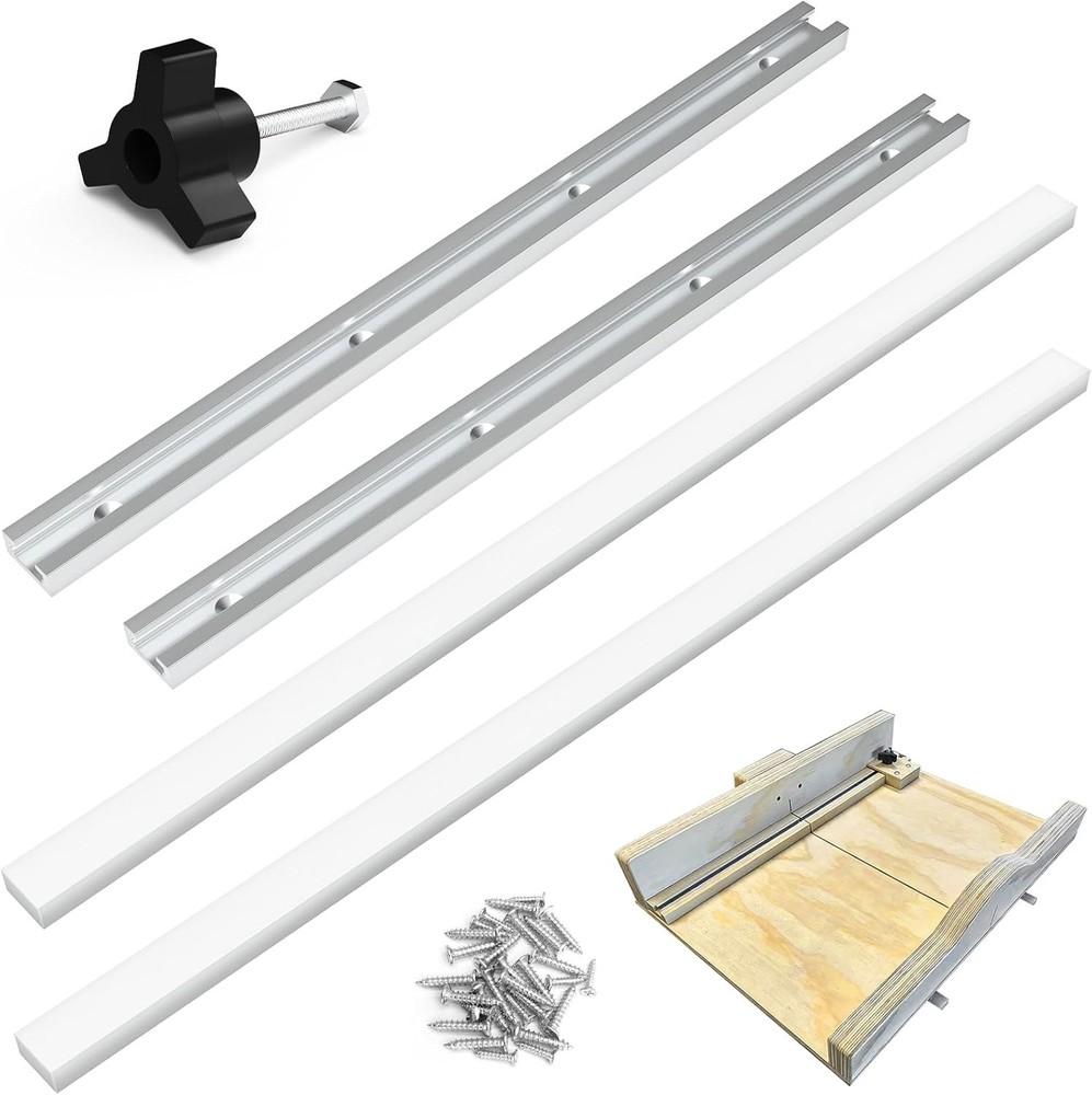 ForoGore Table Saw Sled Kit DIY Crosscut Sled with 2 Aluminum T-Track, 2 UHMW Mi