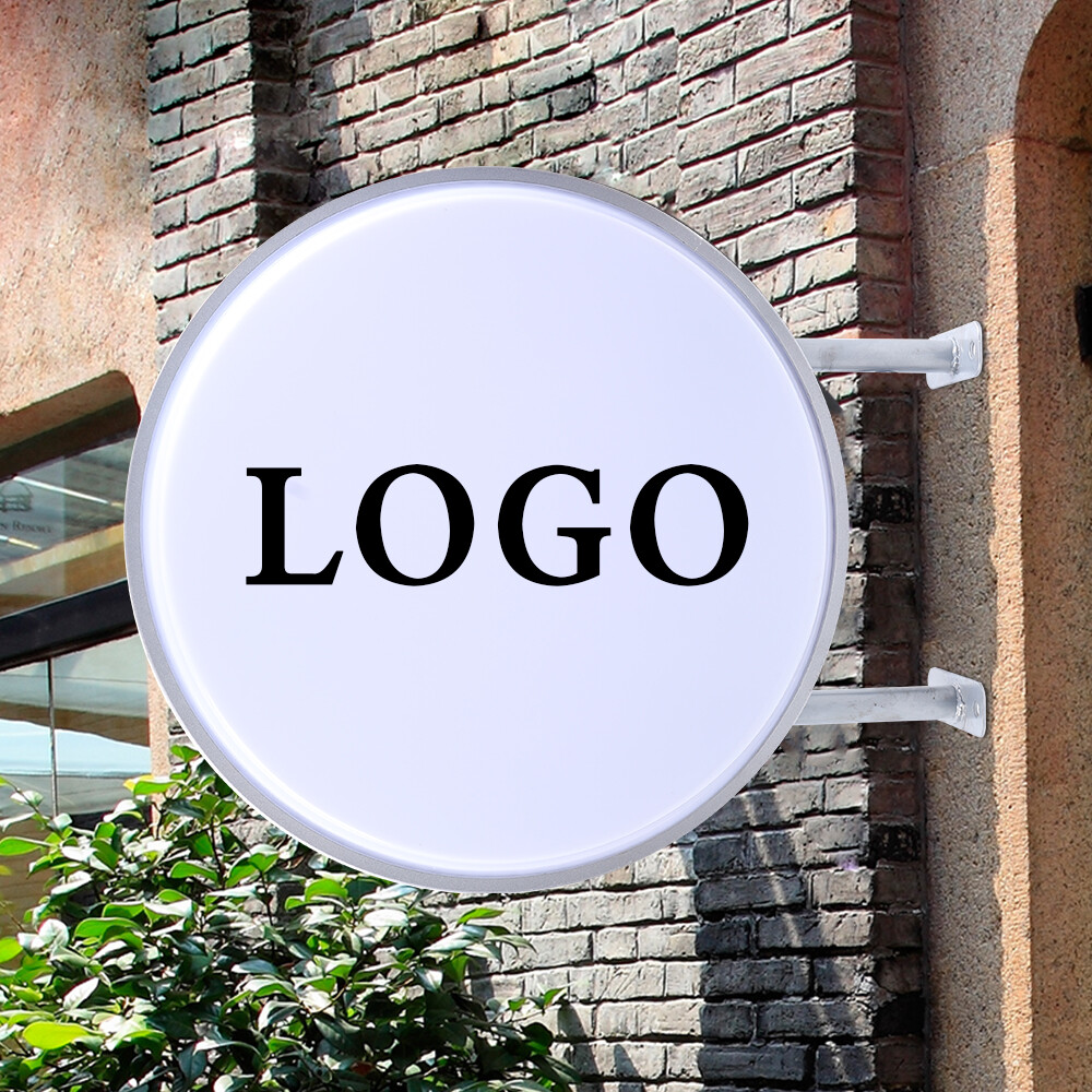 110V 20-Inch Dual-Sided Outdoor LED Circular Light Projection Sign  