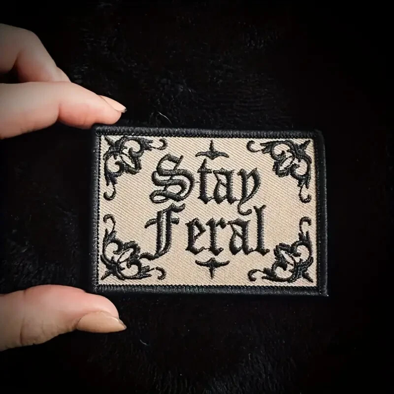 Stay Feral Iron-On Patch – Fun & Edgy Design for DIY Projects Denim Etc 3X2 Inch