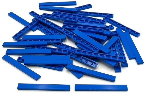Lego 50 New Blue Tiles Flat Smooth 1 x 8 Parts