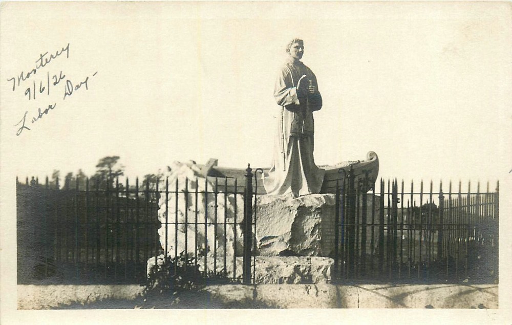 1920s Monterrey California Junipero Serra Statue Postcard RPPC 24-10609