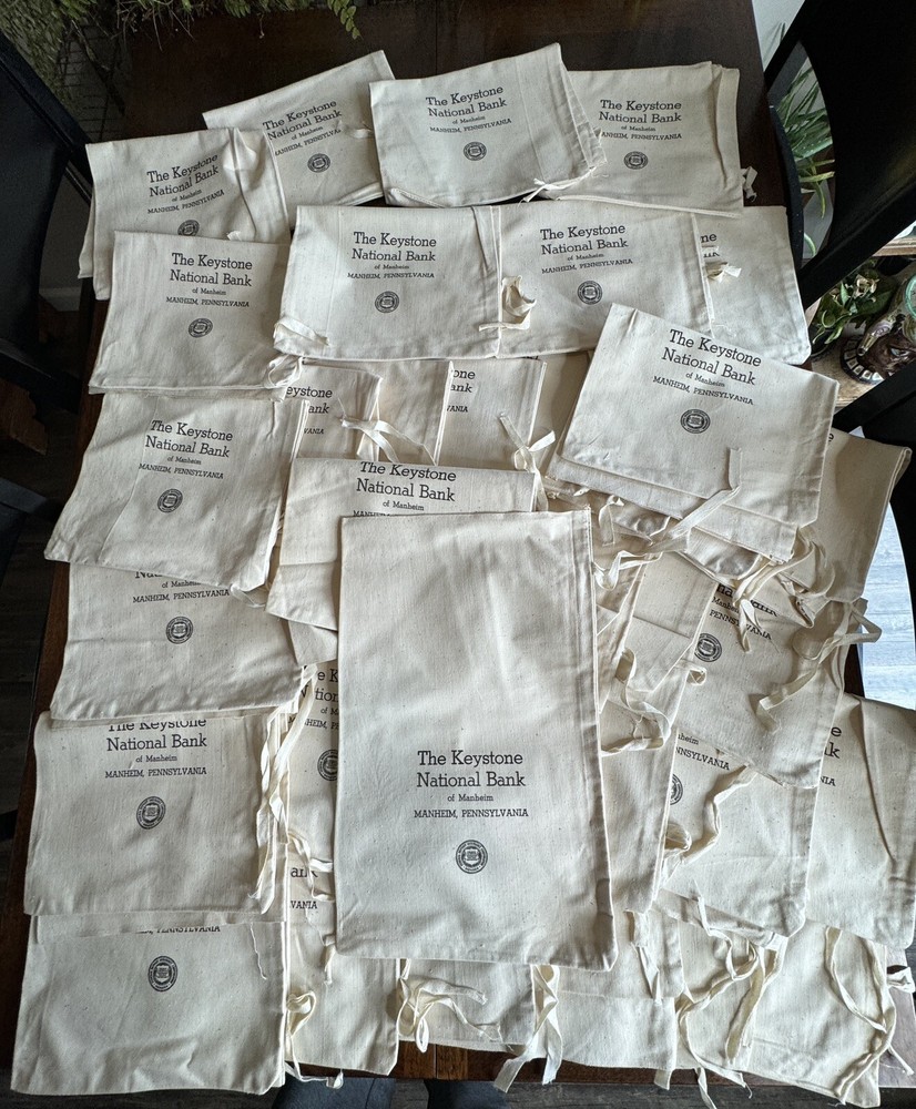 Lot of 34 Keystone National Bank Of Manheim Pennsylvania EMPTY MONEY BAGS (NOS)