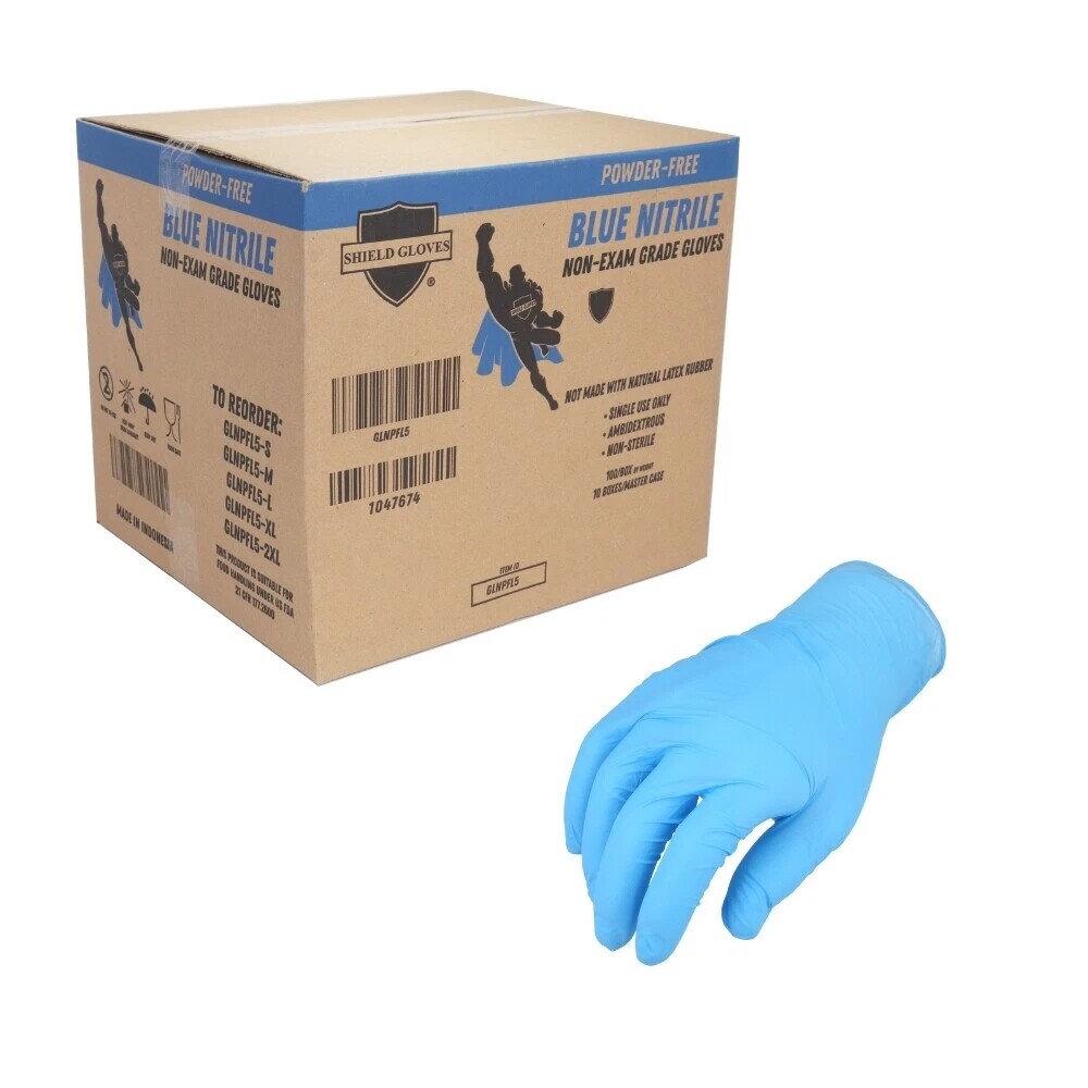 48,000 Nitrile Blue Industrial XL Cleaning Gloves 5 Mil Powder Free Bulk Pack